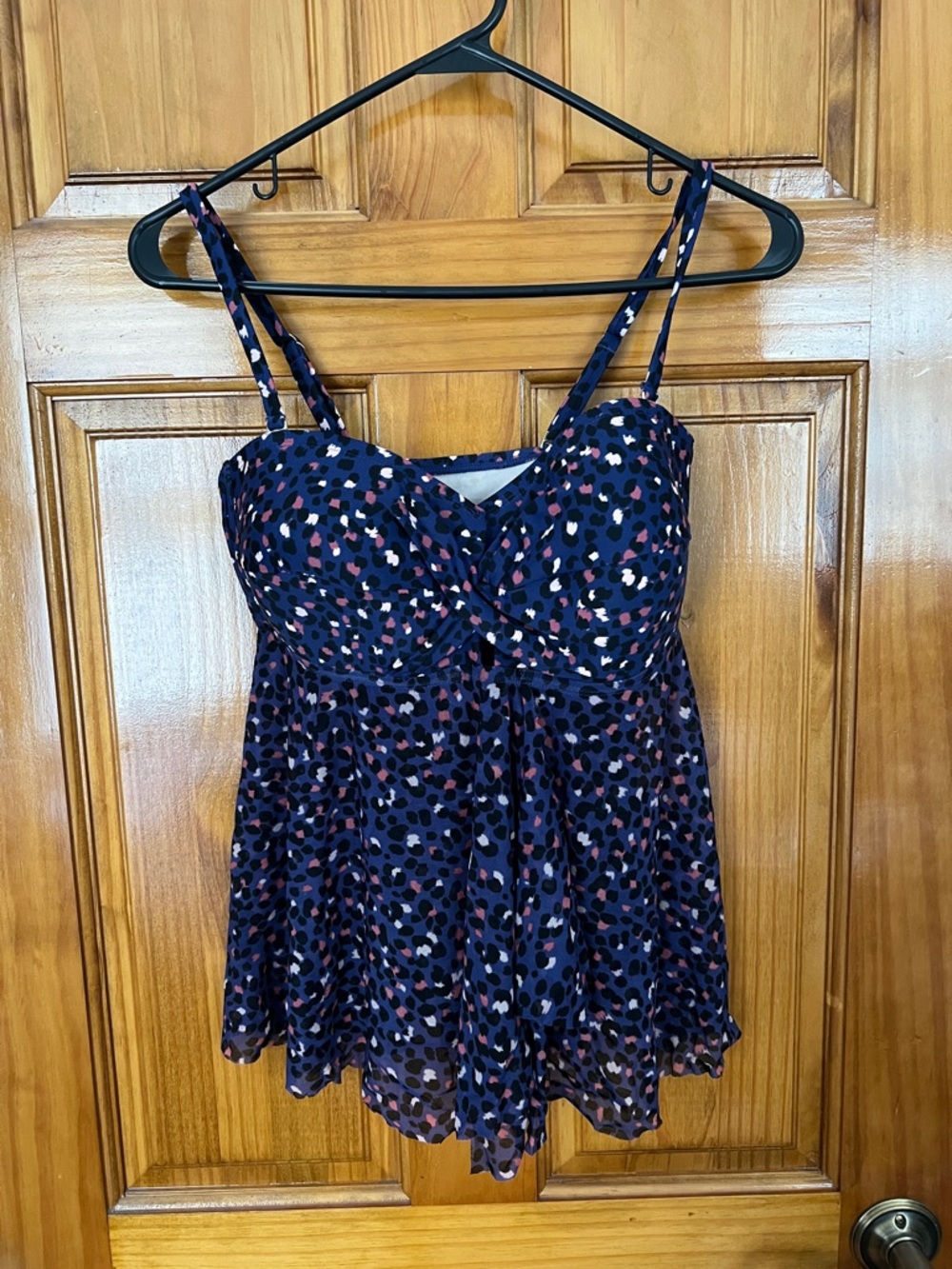 Kona Sol NWT blue leopard print swim tank top